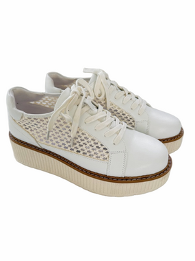 Yellowbox Mercer Mesh Flatform Sneaker White Faux Leather Size 8 Platform
